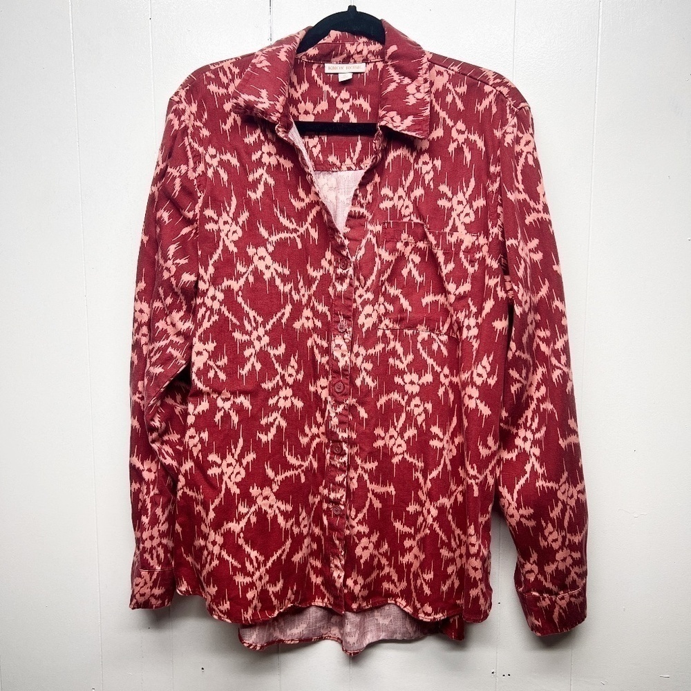 Knox Rose Floral Button Front Long Sleeve Bohemian Shirt Women's Size XL